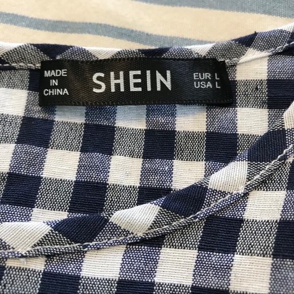 3/$30 SHEIN Ruffle Cuff Tie Hem Plaid Top Large - Picture 8 of 12